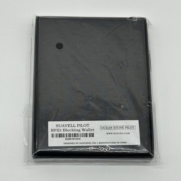 Suavell Ocean Stone Pilot Leather Slim Bi-Fold Wallet for Men RFID Money Clip - Picture 3 of 15